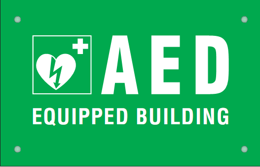 CardiAid AS004SG AED Equipped Bld. Sign Window Sticker